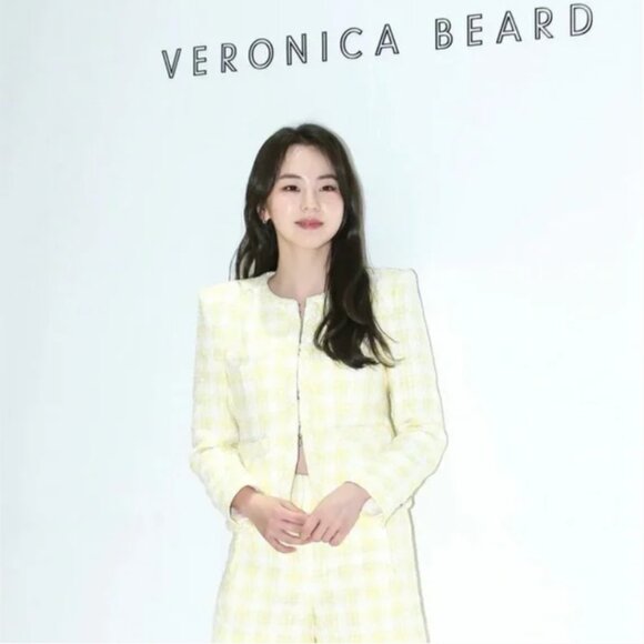 EUC Veronica Beard Bryne Yellow Tweed Open-Front Jacket Blazer 8 - Picture 3 of 11